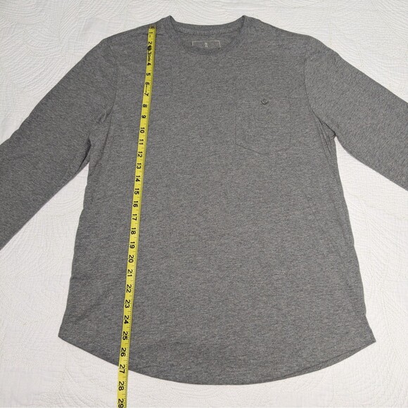 Men's Long Sleeve Tshirt Size Small Gray With Front Pocket by Mutual Wave - Picture 2 of 5